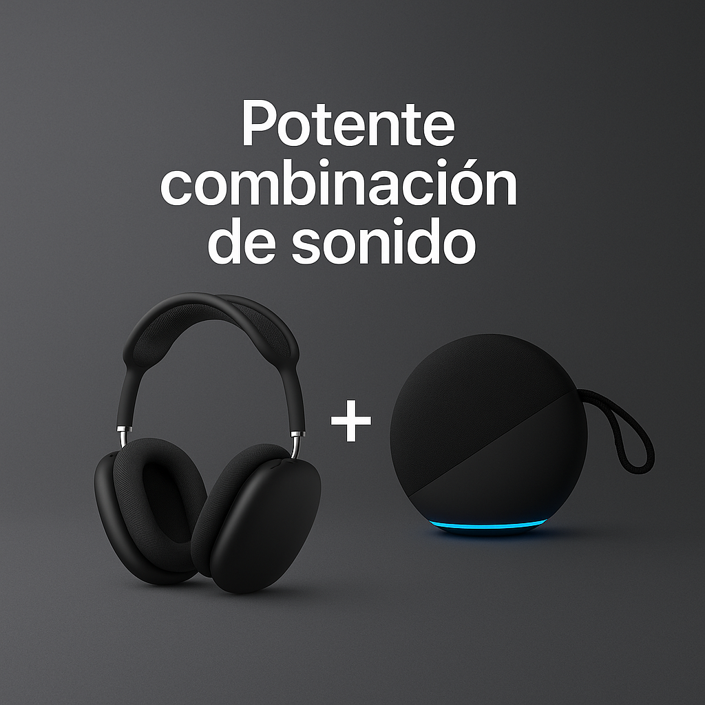 Combo Parlante Alexia™ + Airpods MX | Sonido total hoy: 5W y 24 horas